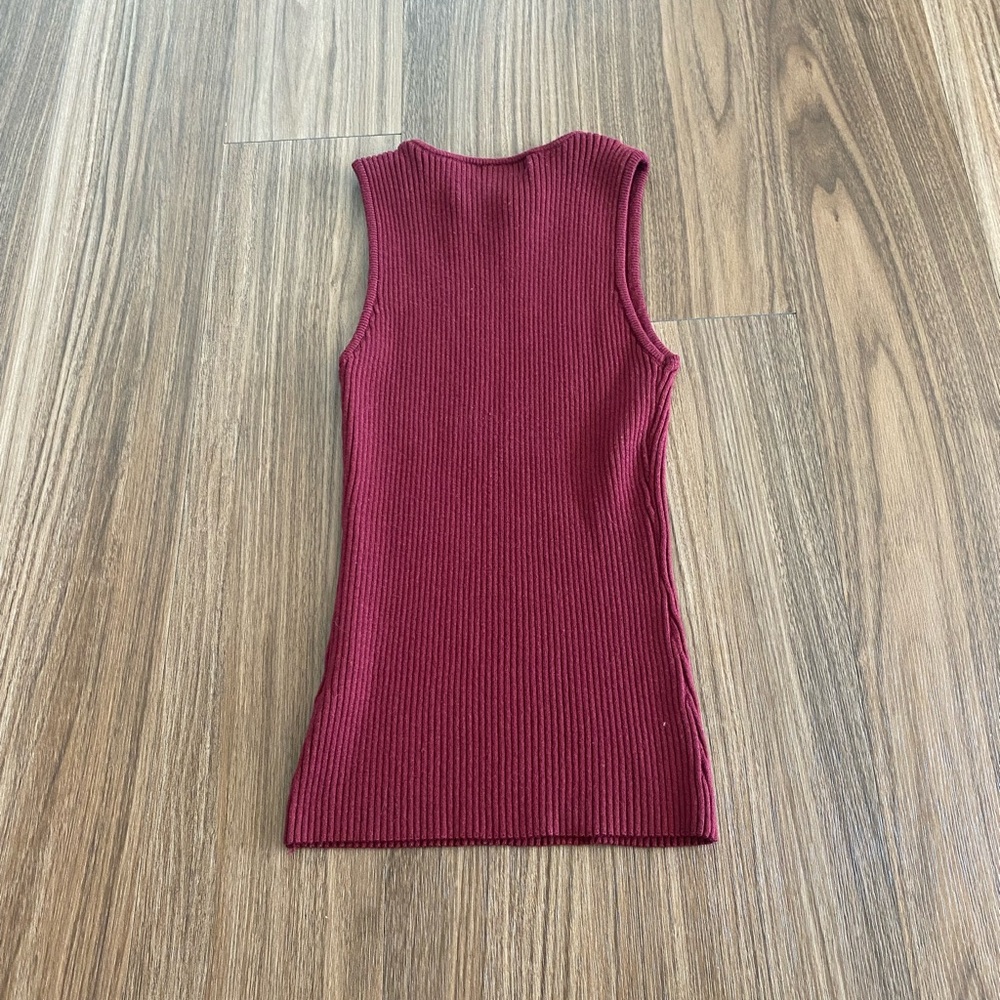 Maroon Ribbed Tank Top - Picture 2 of 3